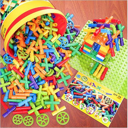 Colorful Water Pipe Building Blocks+Car Wheels DIY Assembling Pipeline Tunnel Car Model Compatible with Big Blocks - BRICKPICK Shop - Inspire and develop the builders of tomorrow