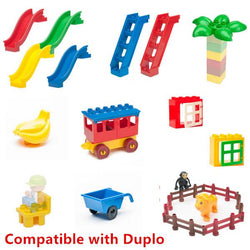 Big Building Blocks Parts Bricks Doll Figure Window Leaf Coach Cart Slide Ladder Tree Motorbike Compatible with Duploe Baby Toys LEGO - BRICKPICK Shop - Inspire and develop the builders of tomorrow